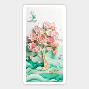 Tree of flowers - pink and jade Sticker